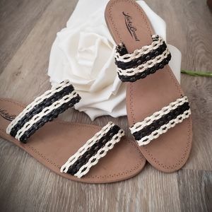 NEW Lucky Brand Boho Woven Slides Flats Sandals 6.5
